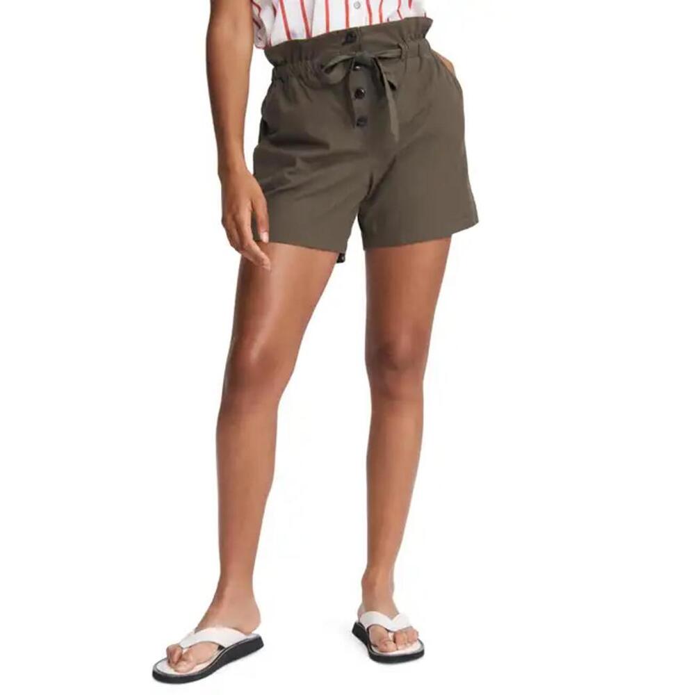 NWT! rag & bone Camille Paperbag Waist Seersucker Shorts Dark Olive Size 10